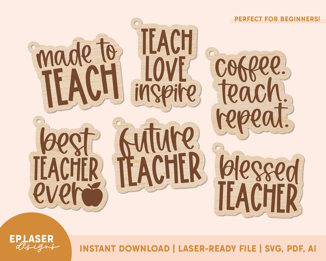 Download Teacher Keychain SVG Glowforge File Glowforge Cut File | Etsy