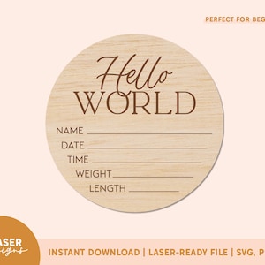 Hello World Geburtsanzeigen SVG | Geburtsanzeige svg, Geburtsanzeige svg, Glowforge Datei, Glowforge Cut Datei, Laser svg Datei