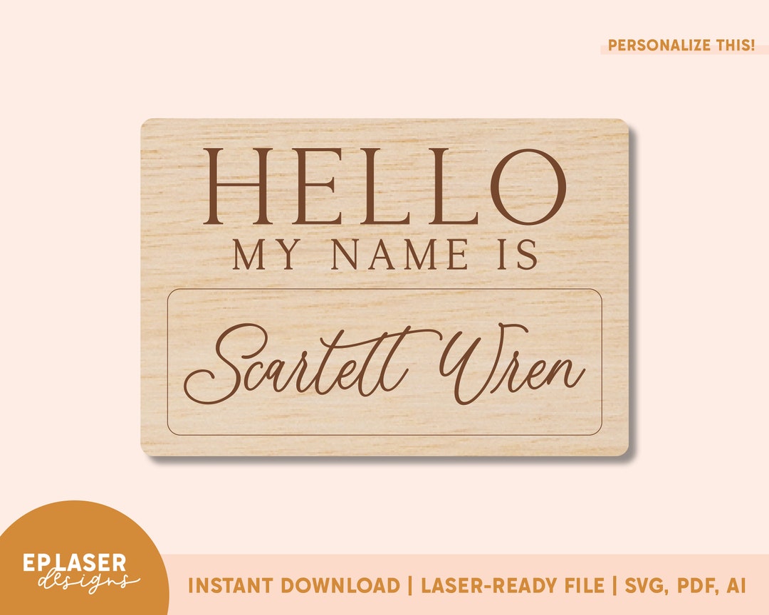 Hello My Name is SVG Baby Name Tag Svg Birth Announcement Etsy