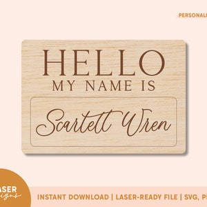 Hallo mein Name ist SVG | Baby Namensschild svg, Geburtsanzeige svg, Baby Ankündigung svg, Hello World svg, Baby Ankündigung Laser Datei,