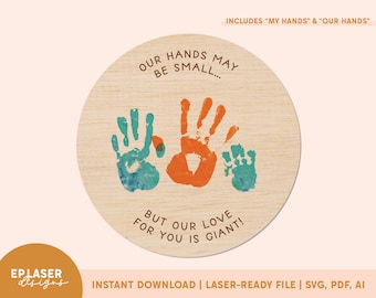 Signo de huella de mano SVG / Archivo láser del Día de la Madre, Archivo del Día de la Madre de Glowforge, Archivo láser de mamá, SVG del Día de la Madre, Signo del Día de la Madre