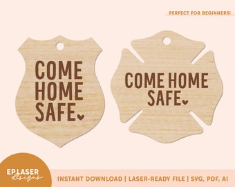 First Responder Keychains SVG | Firefighter Keychain, Police Keychain, Glowforge File, Glowforge Cut File, Laser File
