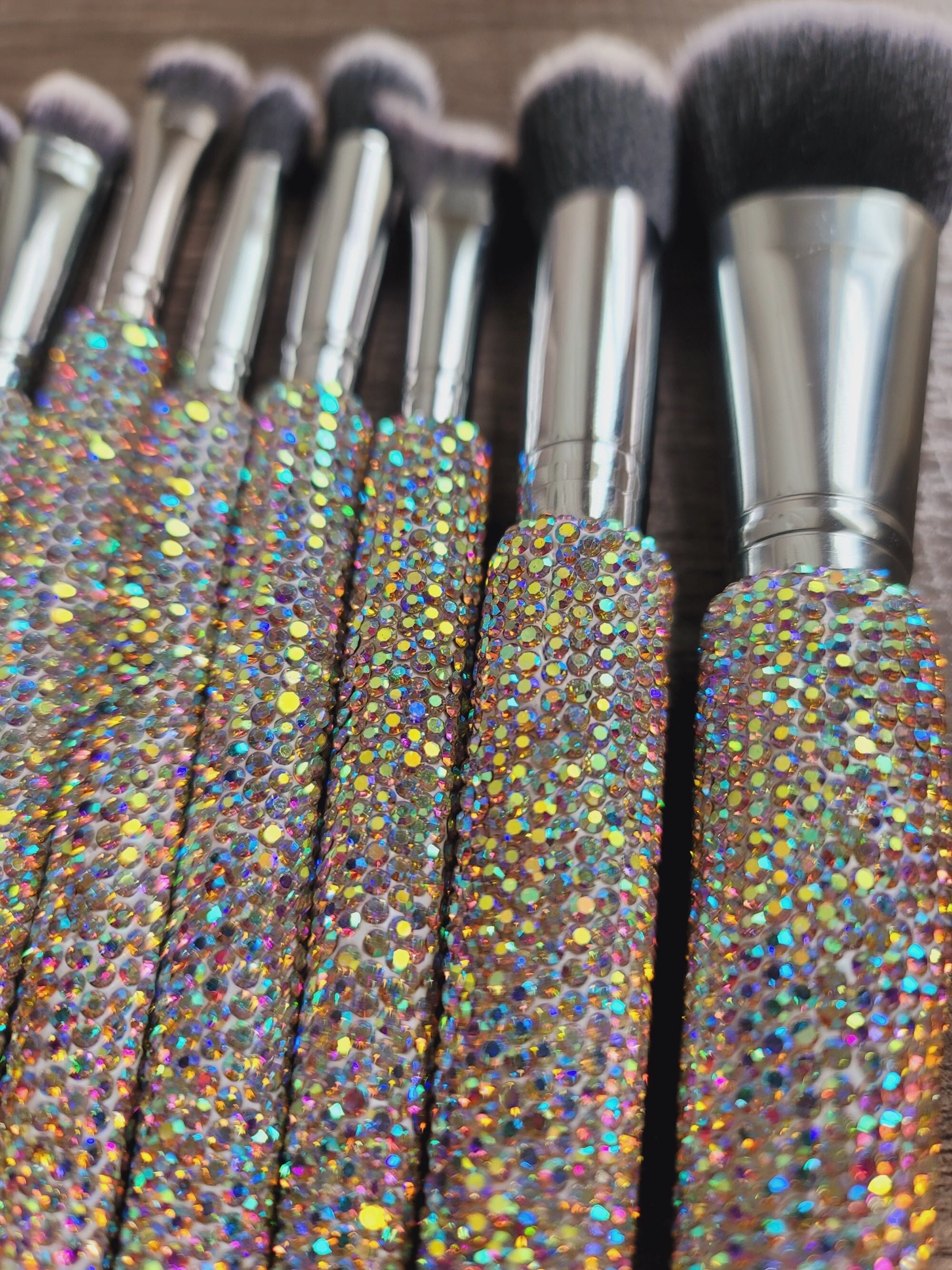 15 piece rhinestone makeup brush set Bling makeup brushes Etsy