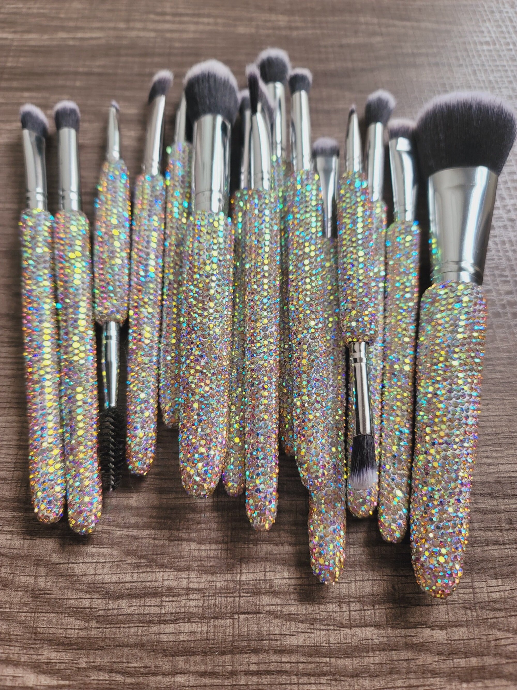 15 piece rhinestone makeup brush set Bling makeup brushes Etsy