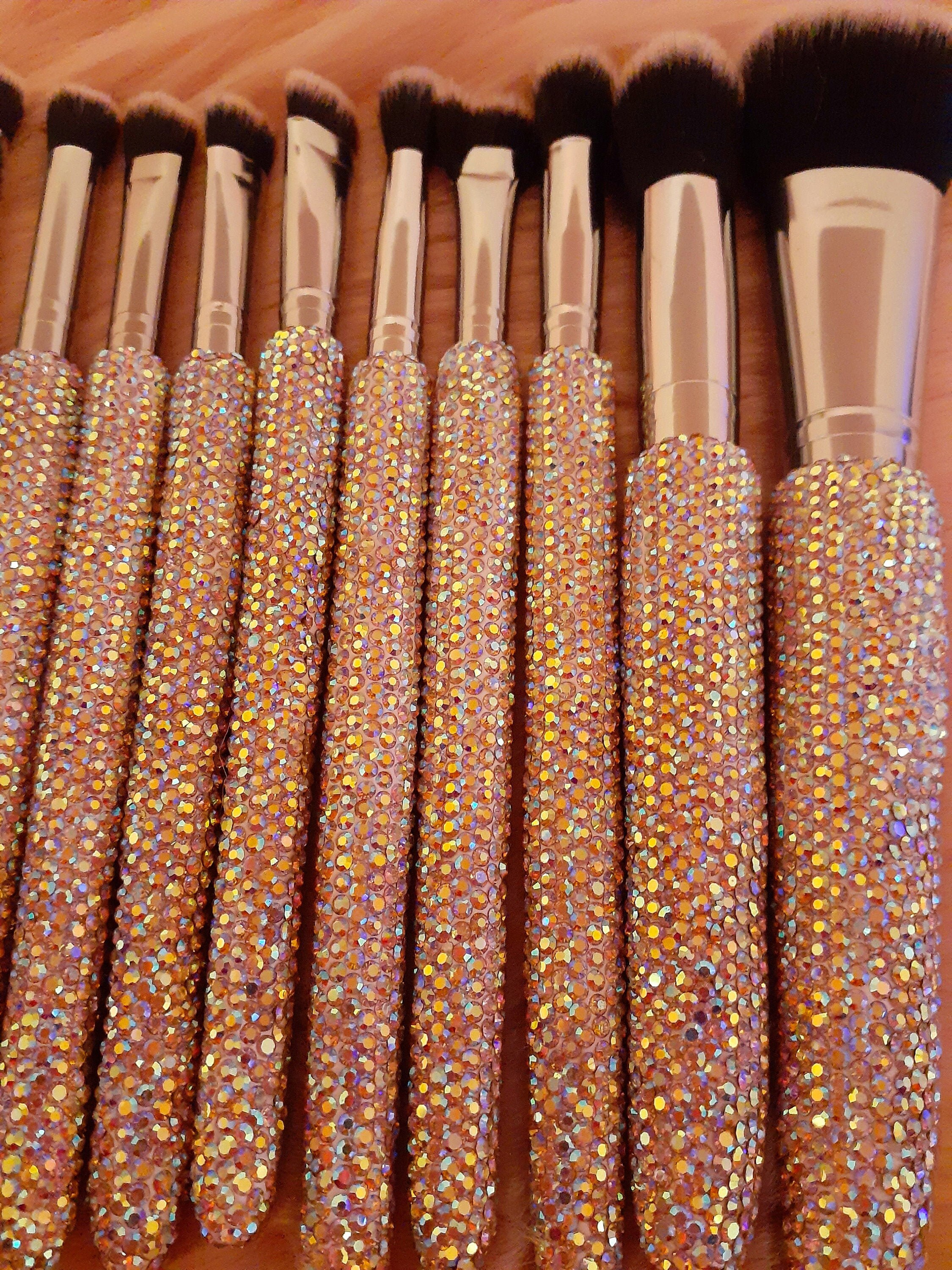 15 piece rhinestone makeup brush set Bling makeup brushes Etsy