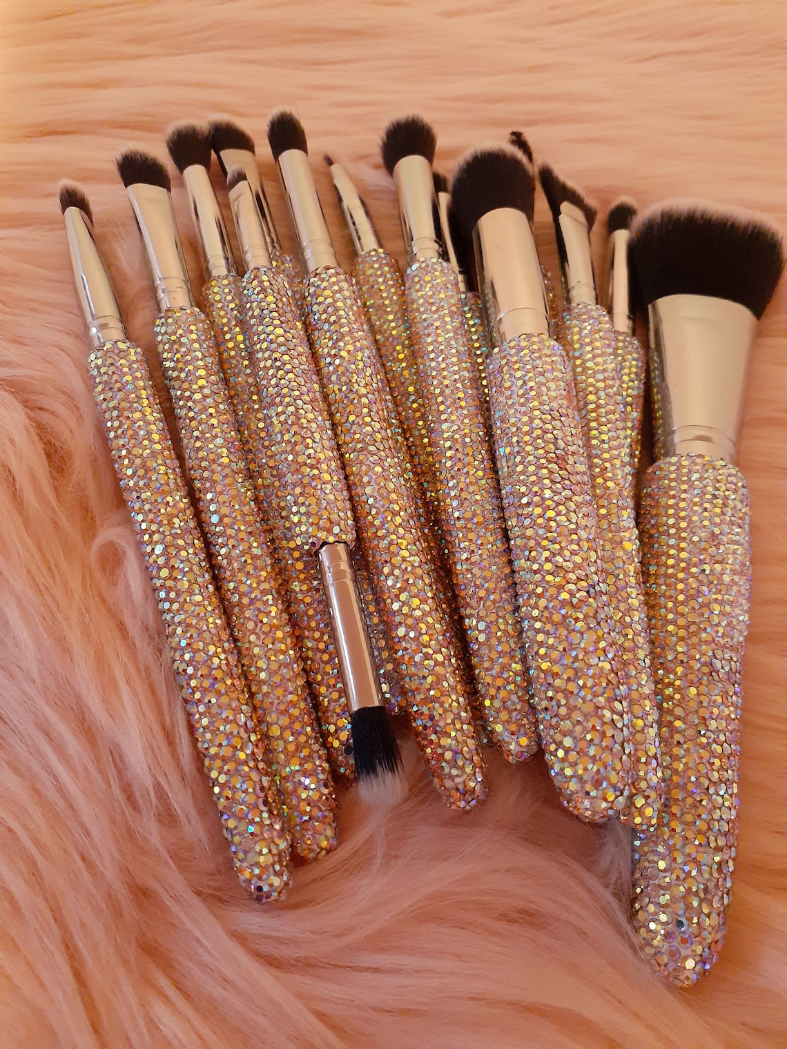 15 piece rhinestone makeup brush set Bling makeup brushes Etsy