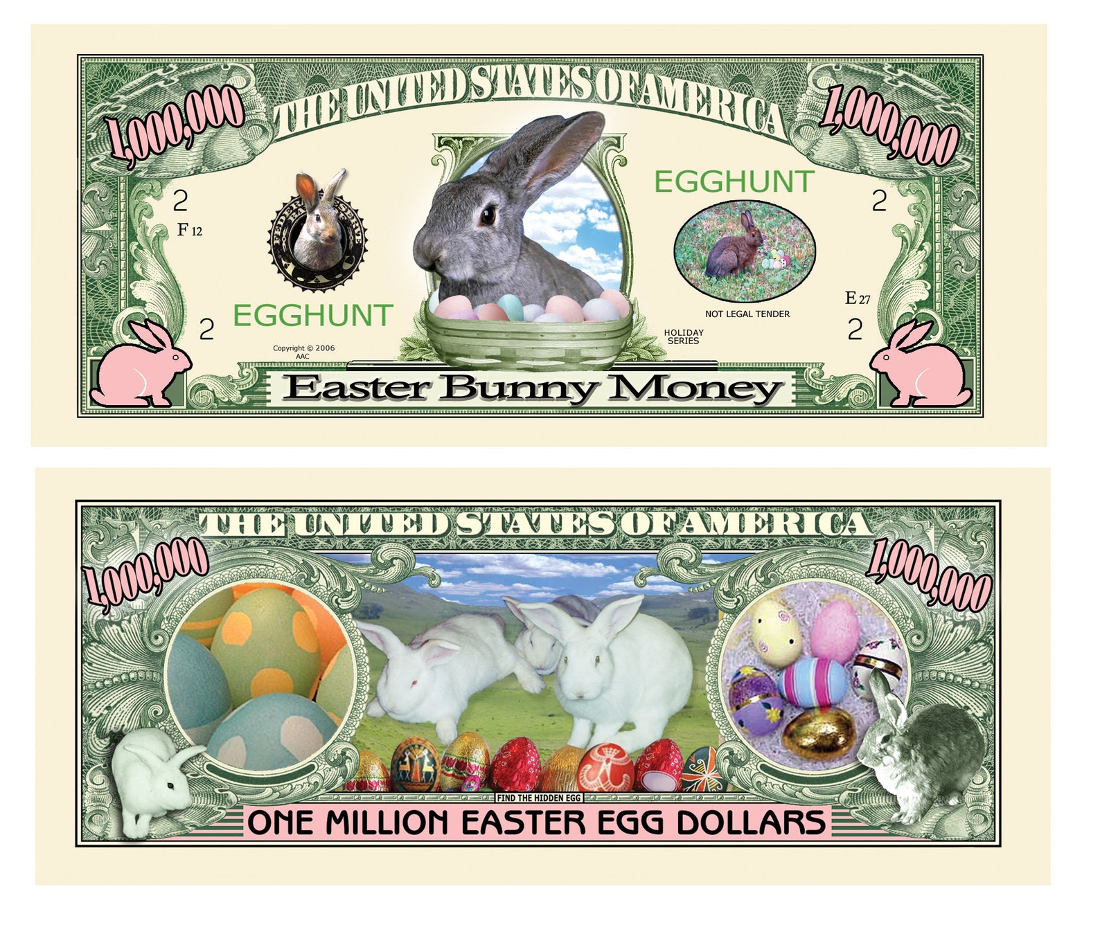 Easter Million Dollar Easter Bunny Collectible Novelty Bill not Real