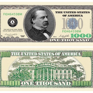 1,000 One Thousand Dollar Novelty Bills, Perfect for Play Money, Ideal Casino Gifts image 1