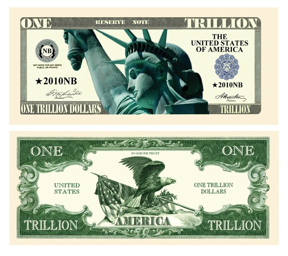 Trillion Dollar Collectible Novelty Bill One Trillion Etsy