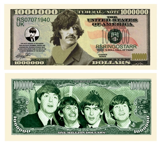 Ringo Starr The Beatles Million Dollar Novelty Money 