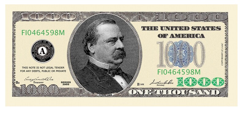 1,000 One Thousand Dollar Novelty Bills, Perfect for Play Money, Ideal Casino Gifts image 2