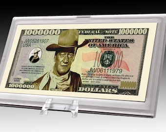 John Wayne Million Dollar Bill Retro Cowboy Western Collectible with Case 