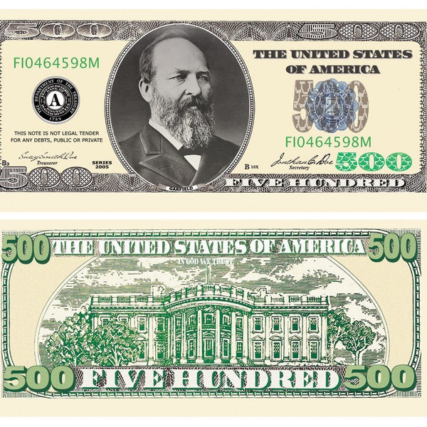 Five Hundred Dollar 500.00 Collectible Novelty Bill (Not Real Currency)