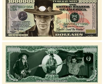 Stevie Ray Vaughan - SRV -  Limited Edition Commemorative Million Dollar Collectible Bill - Nor Real Currency