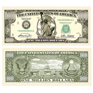 One Million Dollar Bill Become A Millionaire Now Same Size Etsy