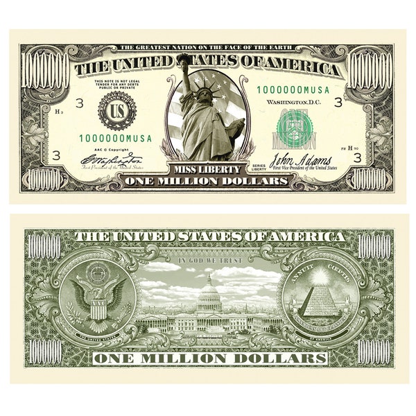 Traditional Million Dollar Collectible  Novelty Bill (Not Real Currency)