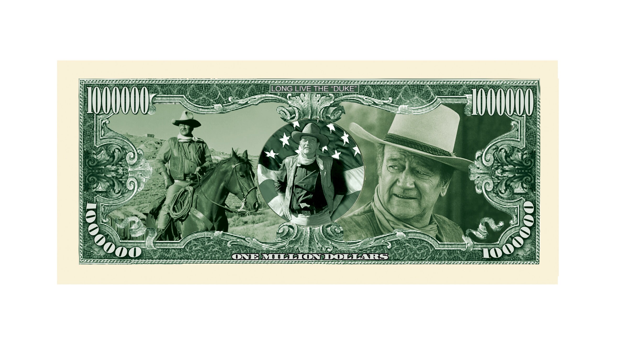 John Wayne the Duke Million Dollar Collectible Novelty Bill not Real Currency Etsy