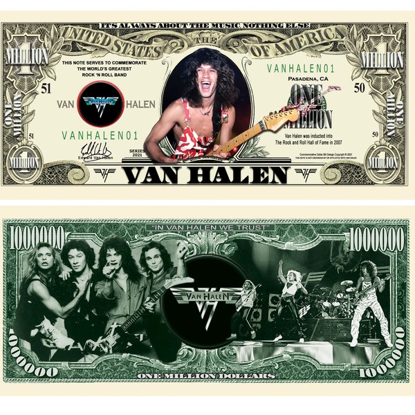Van Halen Limited Edition Commemorative Million Dollar Collectible Bill