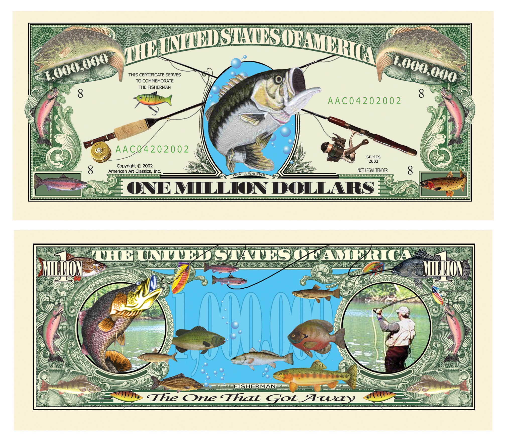 Fishing Million Dollar Bill Million Dollar Collectible Novelty Bill not  Real Currency 