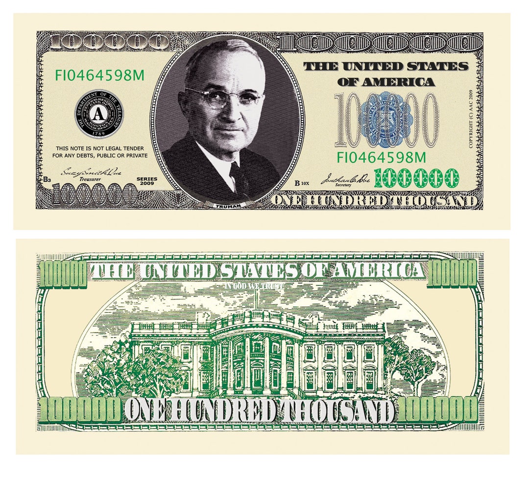 100,000 One Hundred Thousand Dollar Novelty Bills, Perfect for Play ...