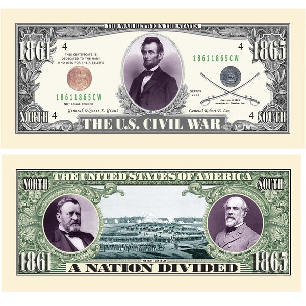 US Civil War Novelty Money Bill (Not Real Currency) - Fun For Re-Enactments
