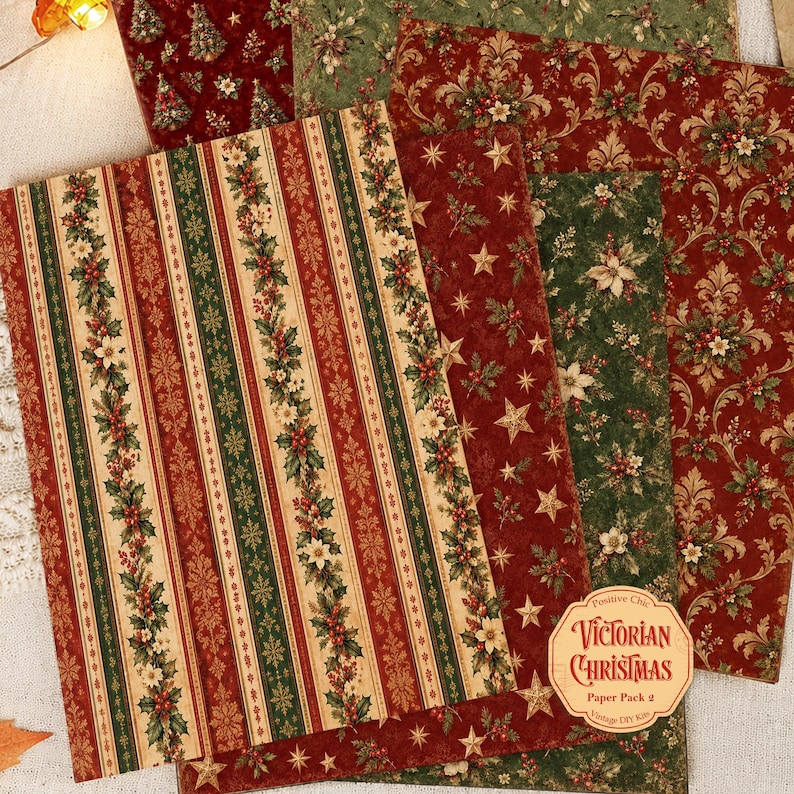 Christmas Decorative Paper Digital Paper Pack Winter Vintage Junk ...