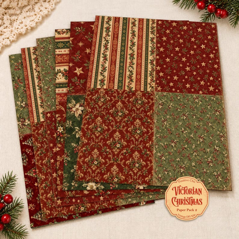 Christmas Decorative Paper Digital Paper Pack Winter Vintage Junk ...
