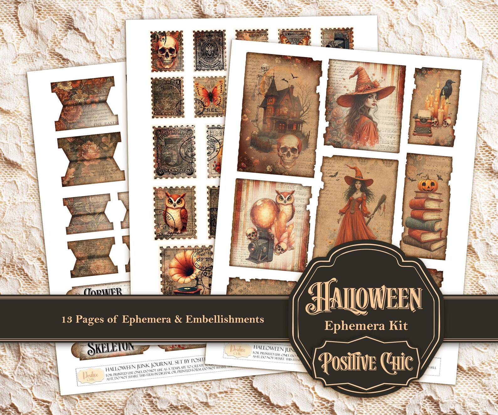 HALLOWEEN Junk Journal Kit Halloween Ephemera Printable Scrapbooking ...