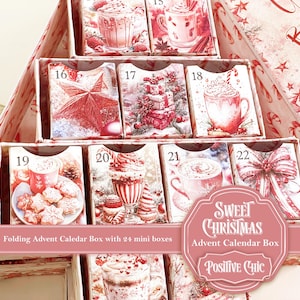 SWEET CHRISTMAS Unique Advent Calendar 2025 Printable Christmas Junk Journal Set DIY Advent Calendar Box Book Christmas Tree Advent Box