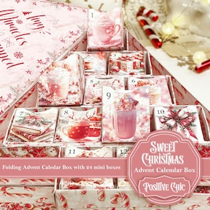 SWEET CHRISTMAS Unique Advent Calendar 2025 Printable Christmas Junk Journal Set DIY Advent Calendar Box Book Christmas Tree Advent Box