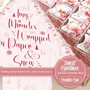 SWEET CHRISTMAS Unique Advent Calendar 2025 Printable Christmas Junk Journal Set DIY Advent Calendar Box Book Christmas Tree Advent Box