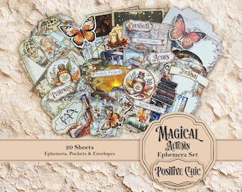 MAGICAL AUTUMN Ephemera Set Fall Junk Journal Kit Fall Ephemera Printable Scrapbooking Autumn Junk Journal Ephemera Scrapbook Card Making