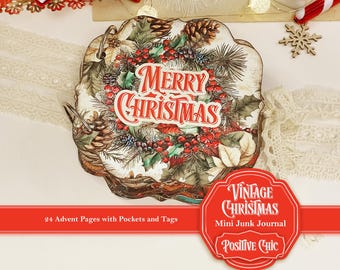 JULKLASSISK Mini-skräpjournal Adventsbok Vinterskräpjournal Ephemera Scrapbooking-kit Juljournal Adventsetiketter Scrapbook-set