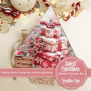 SWEET CHRISTMAS Unique Advent Calendar 2025 Printable Christmas Junk Journal Set DIY Advent Calendar Box Book Christmas Tree Advent Box