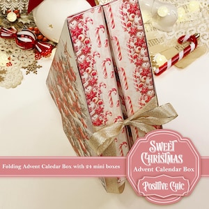 SWEET CHRISTMAS Advent Calendar Box Printable Christmas Junk Journal Set Mini Advent Folding Box DIY Gift Christmas Tree Scrapbooking Kit