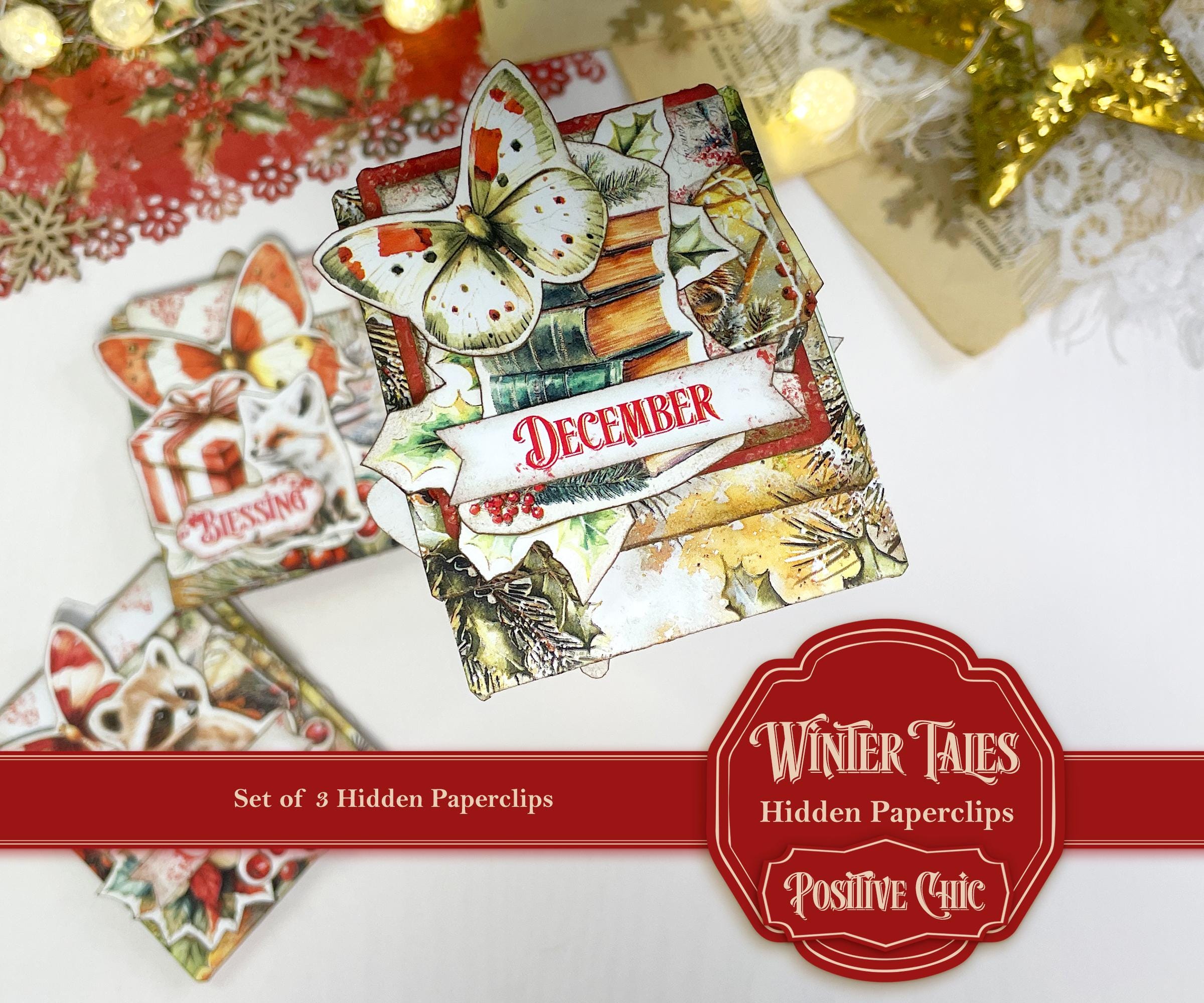 WINTER TALES Hidden Paperclips Kit Christmas Junk Journal Paper Clip ...
