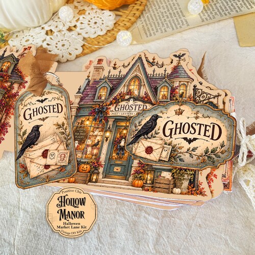 Halloween Junk Journal Kit Haunted Shops Junk Journal Digital Scrapbook Kit Gothic Journal Papercraft Halloween Printables HOLLOW MANOR