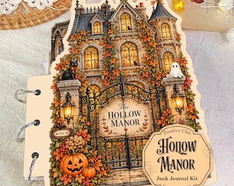 Halloween Junk Journal Kit Autumn Junk Journal Starter Kit Vintage Halloween Crafts Fall Scrapbooking Set Digital Junk Journal HOLLOW MANOR