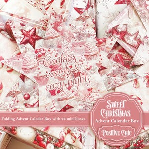 SWEET CHRISTMAS Unique Advent Calendar 2025 Printable Christmas Junk Journal Set DIY Advent Calendar Box Book Christmas Tree Advent Box