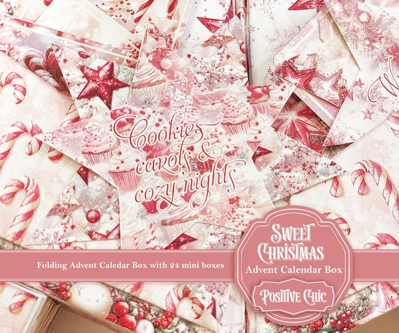 SWEET CHRISTMAS Unique Advent Calendar 2025 Printable Christmas Junk Journal Set DIY Advent Calendar Box Book Christmas Tree Advent Box