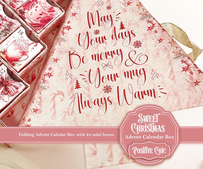 SWEET CHRISTMAS Unique Advent Calendar 2025 Printable Christmas Junk Journal Set DIY Advent Calendar Box Book Christmas Tree Advent Box