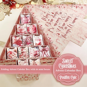 SWEET CHRISTMAS Unique Advent Calendar 2025 Printable Christmas Junk Journal Set DIY Advent Calendar Box Book Christmas Tree Advent Box