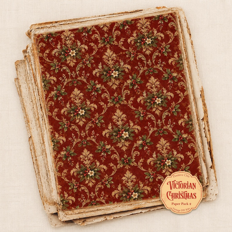 Christmas Decorative Paper Digital Paper Pack Winter Vintage Junk ...