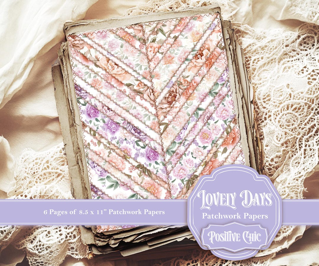 Printable Patchwork Paper Set Floral Pages Printable Pastel Junk ...