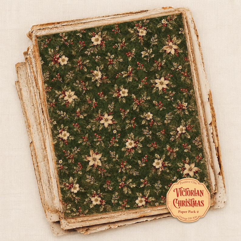 Christmas Decorative Paper Digital Paper Pack Winter Vintage Junk ...