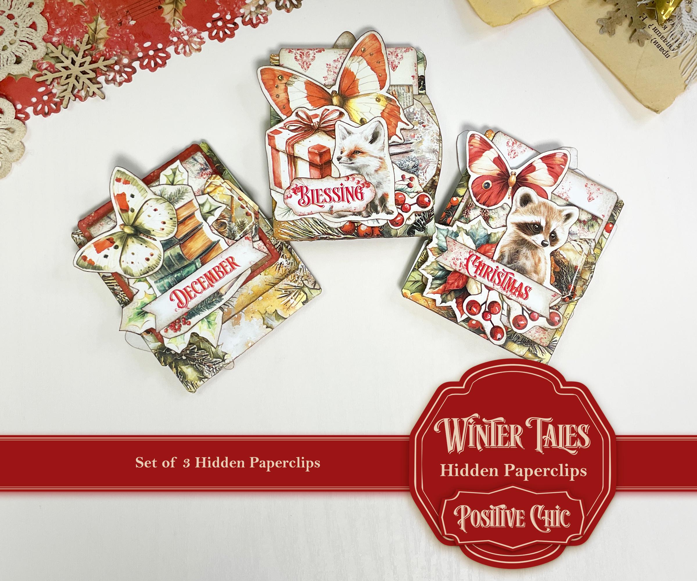 WINTER TALES Hidden Paperclips Kit Christmas Junk Journal Paper Clip ...