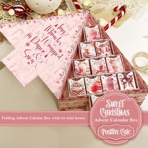 SWEET CHRISTMAS Unique Advent Calendar 2025 Printable Christmas Junk Journal Set DIY Advent Calendar Box Book Christmas Tree Advent Box