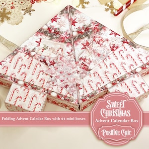 SWEET CHRISTMAS Unique Advent Calendar 2025 Printable Christmas Junk Journal Set DIY Advent Calendar Box Book Christmas Tree Advent Box