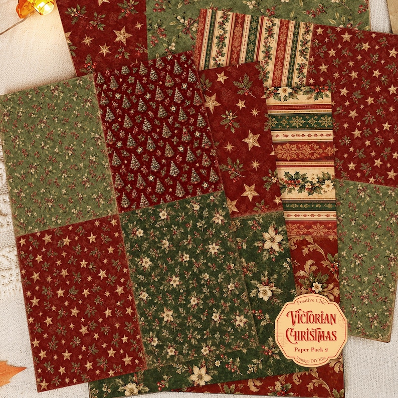 Christmas Decorative Paper Digital Paper Pack Winter Vintage Junk ...