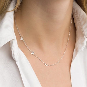 Sideways Initial Necklace: Sterling Silver Personalized Name Jewelry